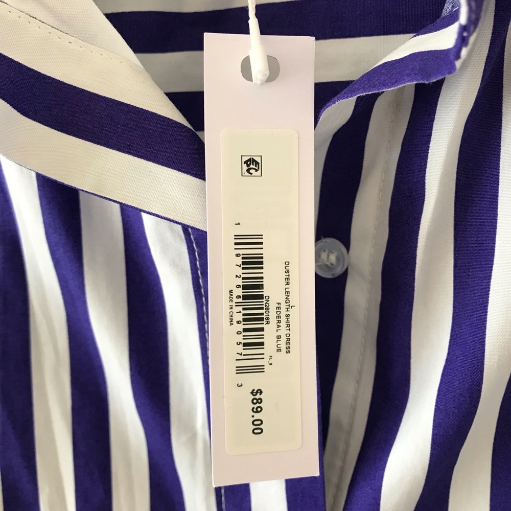 Steve Madden Striped Duster Long Sleeved Button Down Shirt Dress, NWT Size Large - Picture 4 of 14